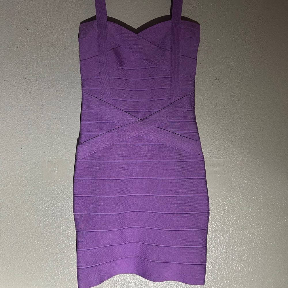 Elegant Purple Bandage Mini Dress